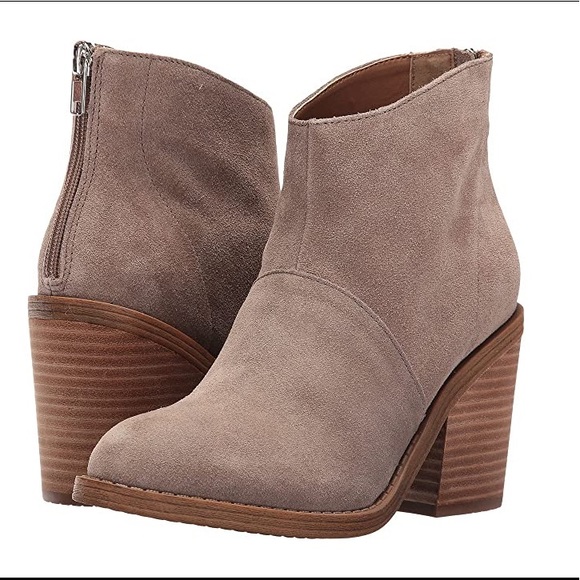 Steve Madden Shrines Booties Block Heel Sz 6 Suede Leather Western gray brown - Picture 10 of 10